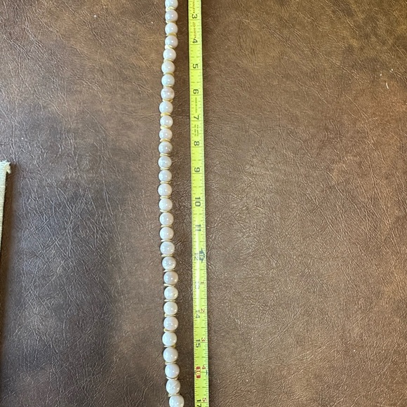 Pink Moonstone & brass disc bead necklace . 18 1/2 inches long. - Picture 2 of 4